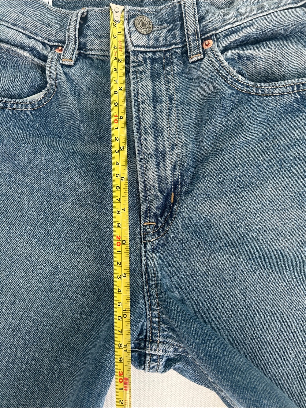 GAP Jeans Cropped Distressed High Rise Barrel Jeans Women’s Size 8 Blue Denim - Picture 9 of 12
